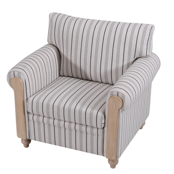English Elm 1 Seater Pu Upholstered Roll Arm Chair Solid Wood Frame for Living Room Corner W680P409269