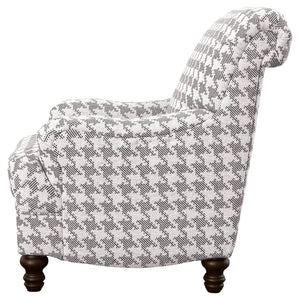 English Elm Danforth Overscaled Houndstooth Upholstered High Back Accent Chair with Pleated Arms & Turned Legs Grey B062P340748