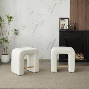 English Elm Christopher Knight Home® - 24'' Boucle stool with inverted U design, cozy loop-pile seating, durable rubberwood footrest, modern set of 2 White N780P187017K