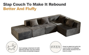 English Elm Modular Sectional Sofa - L-Shape Cloud Couch With Plush Corduroy, Memory Foam Comfort, Easy Setup W3434S00004