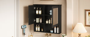 English Elm 2-in-1 Matte Wall Mounted Medicine Cabinet Soft Close Mirror Storage for Bathroom Vanity Black N710P389456B