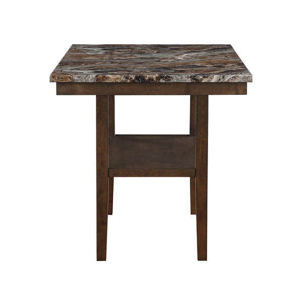 English Elm Marcello Brown Bar Table with Faux Marble Top, Solid Wood & MDF, Storage Shelf, Sturdy Contemporary Design B201P409515