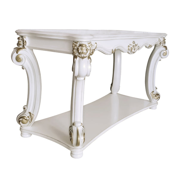 English Elm Vendome Elegant Antique Pearl Finish Sofa Table with Scrolled Legs, Bottom Shelf & Apron Trim B2726P263494