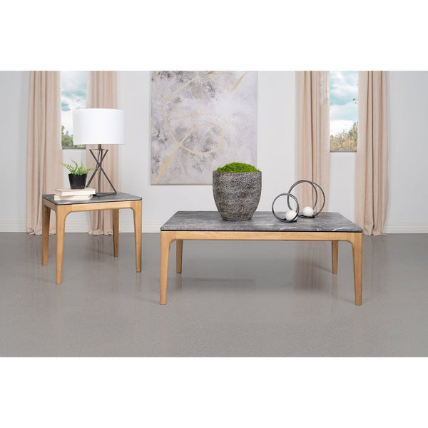 English Elm Blaine Modern-Retro Coffee Table With Faux Marble Top & Light Oak Base For Stylish Living Rooms B062P299950