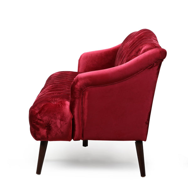 English Elm Comfy Hi-back Three Seat Sofa with Tufted Pu Upholstery and Tapered Birch Legs N760P178601R