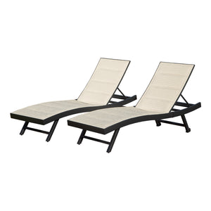 English Elm Patio Aluminum Textilene Chaise Lounge Set of 2 with 5-Position Adjustable Back, Wheels, Stackable W1859P360205