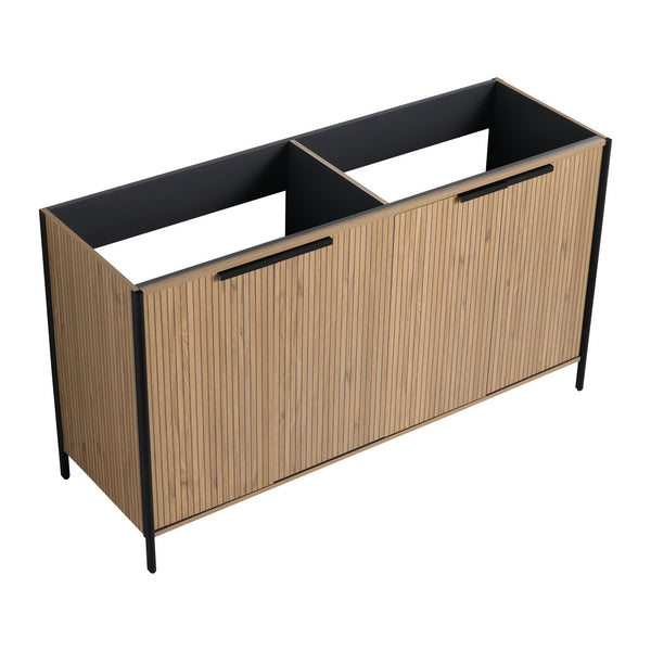 English Elm 60" Freestanding Bathroom Vanity with Soft-Close Hinges, Scratch & Water-Resistant Plywood, Spacious Storage W999P251009