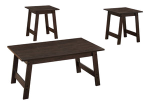 English Elm Table 3-Piece Set Espresso Laminate Coffee & 2 End Tables — Contemporary Minimalist Living Room Decor B2710P219984