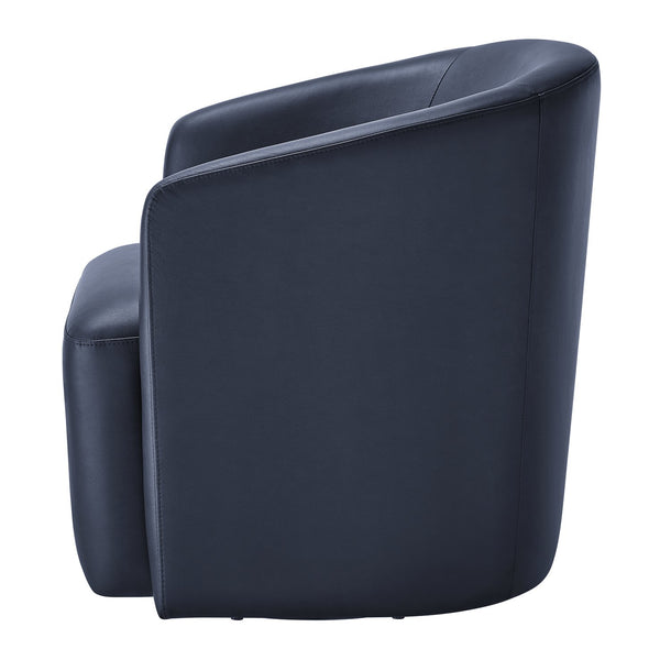 English Elm Ardena Midnight Blue Faux Leather Swivel Barrel Chair — Modern 360° Swivel, Pocket Coil Seat, Compact Chic (29.5x30x31.75) B050P322594