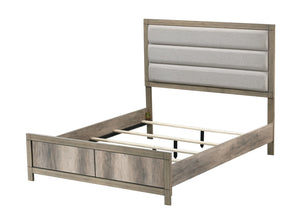 English Elm White Eastern King Panel Bed Wave Texture Headboard Solid Wood Contemporary Frame B2741S00919