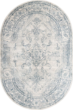 Unique Loom Newport Ochre Machine Made Border Rug Gray, Ivory 5' 3" x 8' 0"