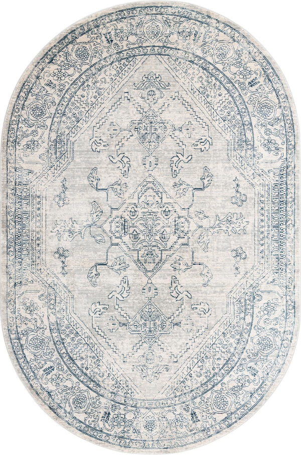 Unique Loom Newport Ochre Machine Made Border Rug Gray, Ivory 5' 3" x 8' 0"