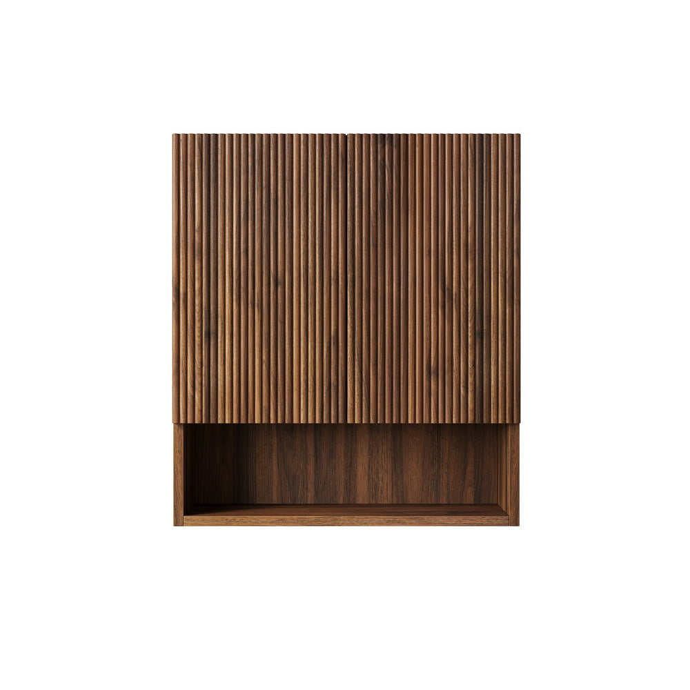 English Elm Tobi Oak Woodgrain Wall Mounted Bathroom Cabinet with Soft Close Doors Open Shelf W2615P376542