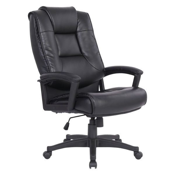OSP Home Furnishings High Back Bonded Leather Office Chair with Lumbar Support and Ergonomic Padded Seat Black EC5162-EC3