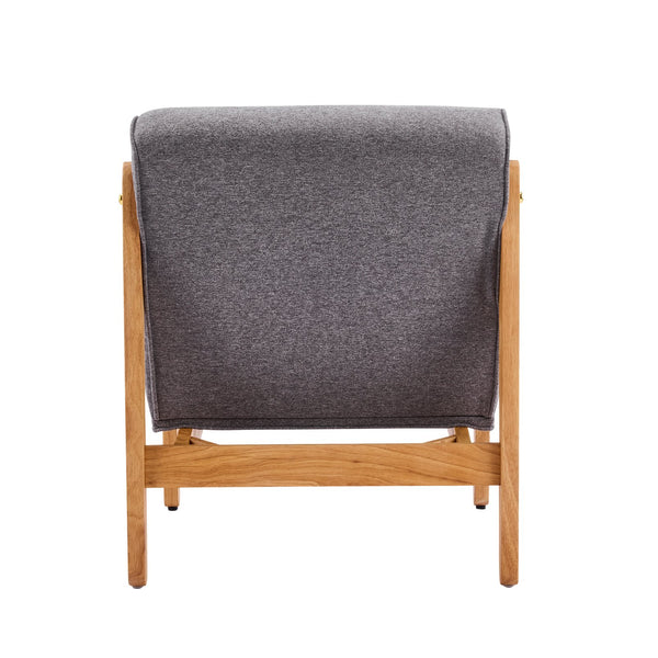 English Elm Fluffy Shearling Accent Chair Plush Tiered Back Solid Wood Frame Cozy Reading Nook Dark Gray,Natural N767P366257G