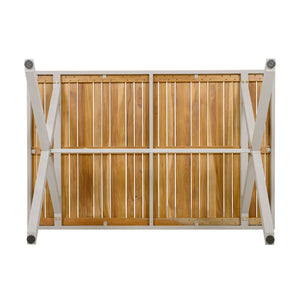 English Elm Teak Solid Wood Rectangular Outdoor Dining Table with Powder Coated Steel X Legs N770P385226B