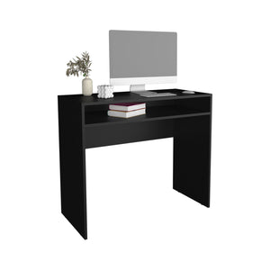 English Elm Computer Desk Sleek Engineered Wood Compact Design with Single Shelf, Durable, Easy Assembly, Eco-Friendly Black 40.16 L x 23.23 W x 3.94 H B097P250846