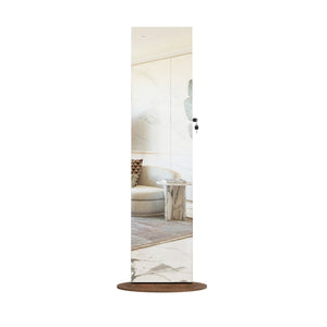 English Elm 360°swivel Jewelry Armoire with Led Interior Full Length Mirror Walnut Finish W3406P422682