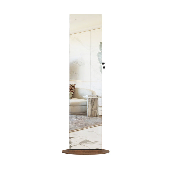 English Elm 360°swivel Jewelry Armoire with Led Interior Full Length Mirror Walnut Finish W3406P422682