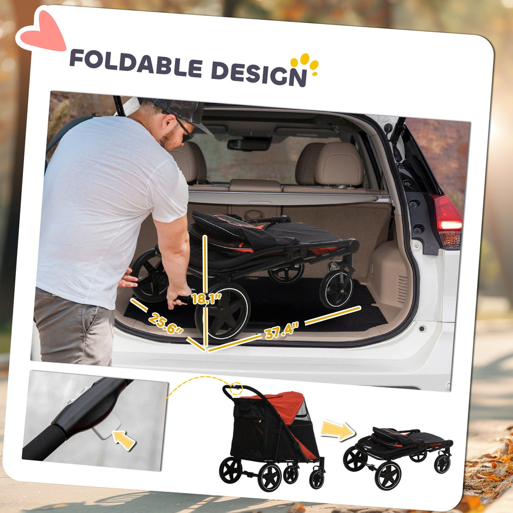 English Elm Dog Stroller for Large Breeds up to 66 Lbs with One Click Fold and Mesh Ventilation T3971P406423
