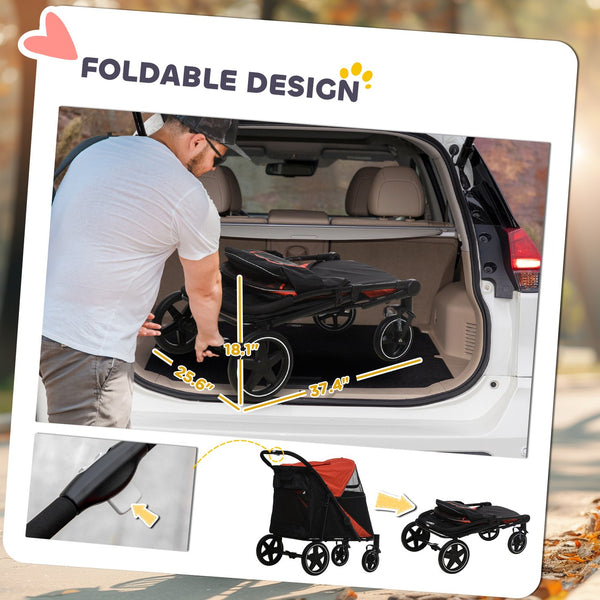 English Elm Dog Stroller for Large Breeds up to 66 Lbs with One Click Fold and Mesh Ventilation T3971P406423