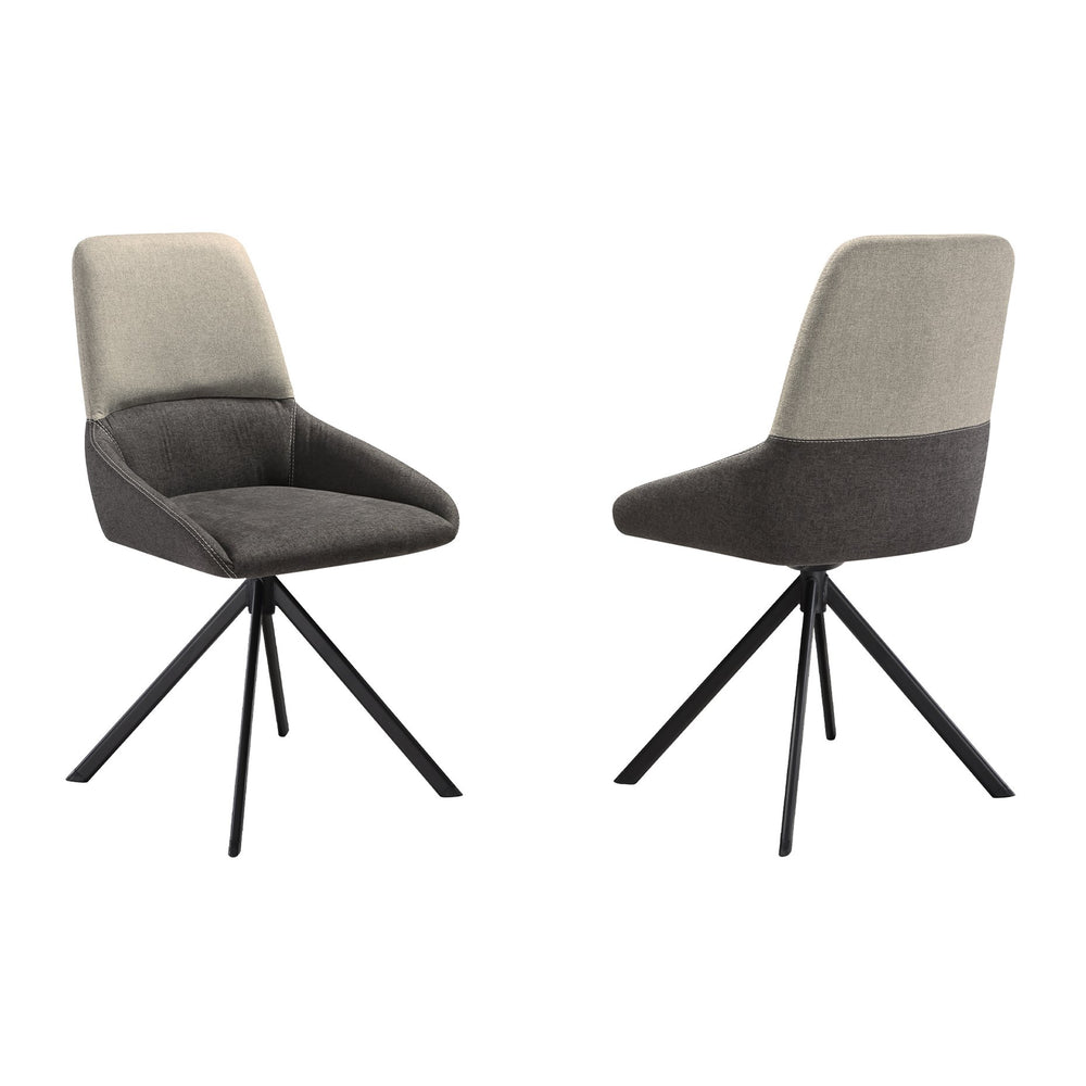 English Elm Maverick Swivel Polyester Dining Chairs with Black Metal Legs for Modern Kitchens B2736P464831