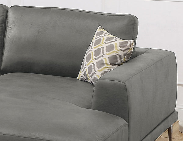 English Elm Left Facing Sofa Antique Grey Breathable Leatherette Sectional with Wide Chaise, Metal Legs, Modern Comfort pillows included B011S01065