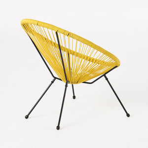 English Elm Anson Outdoor Accent Chairs Set of 2 Woven Rattan Basket Seat Patio Lounge Pair Yellow N773P404950Y