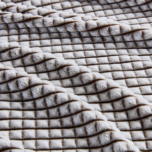 JLA Home Madison Park - Blanket Plush polyester grid design, OEKO-TEX certified, lightweight all-season throw for cozy modern livingroom comfort Brown MP51-8425