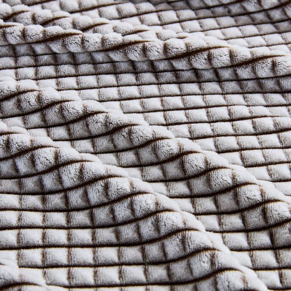 JLA Home Madison Park - Blanket Plush polyester grid design, OEKO-TEX certified, lightweight all-season throw for cozy modern livingroom comfort Brown MP51-8425