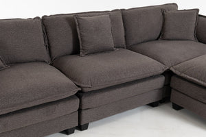 English Elm Modern Chenille Sectional Sofa with Ottoman Modular Layout for Spacious Living Rooms Antique Grey W2530S00018