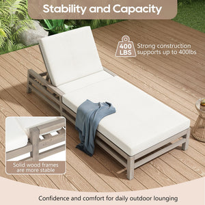 English Elm Trexm Acacia Wood Outdoor Recliner Lounge Chair with Cushions Five Position Patio Gray N715P404843E