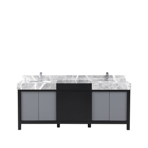 English Elm Black Double Bath Vanity 80" W With Castle Grey Marble Top & Chrome Faucet – Stylish Storage Solution B2731P261124