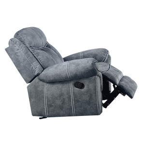 English Elm Zubaida Velvet Glider Recliner with Tufted Tight Back, Pocket Coil Seat & Pillow-Top Arms, 65" Gray 41 L x 31 W x 26 H B2726P253086