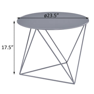 English Elm Grey Geometric Metal Base Accent Table with Round Scratch-Resistant Top, Modern Stable 23.5" Width B062P185685