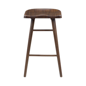 English Elm Brown Acacia Wood Pub Height Dining Set with Saddle Stools and Industrial Metal Accents B011S02268