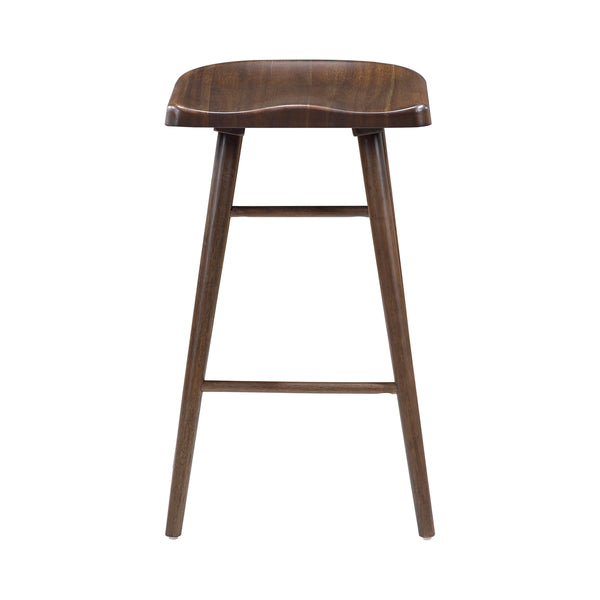 English Elm Brown Solid Wood Pub Stools Set of 2 Carved Saddle Seat Traditional Bar Height B011P450618