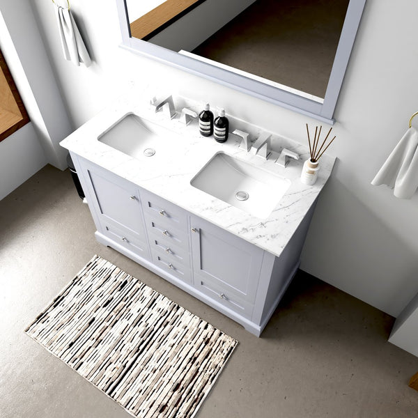 English Elm Dark Grey Double Bath Vanity 48" W x 22" D — Solid Wood Frame, Soft-Close Drawers, Ample Storage, Assembled B2731P258179