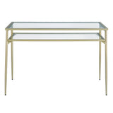 English Elm Walker Edison - Contemporary Two-Tier Glass-Top Computer Desk - Gold / Glass