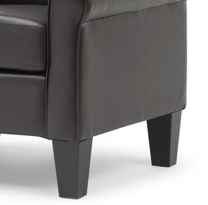 English Elm Vineland High Back Faux Leather Accent Chair with Tailored Piping for Modern Living Dark Brown B078P497924