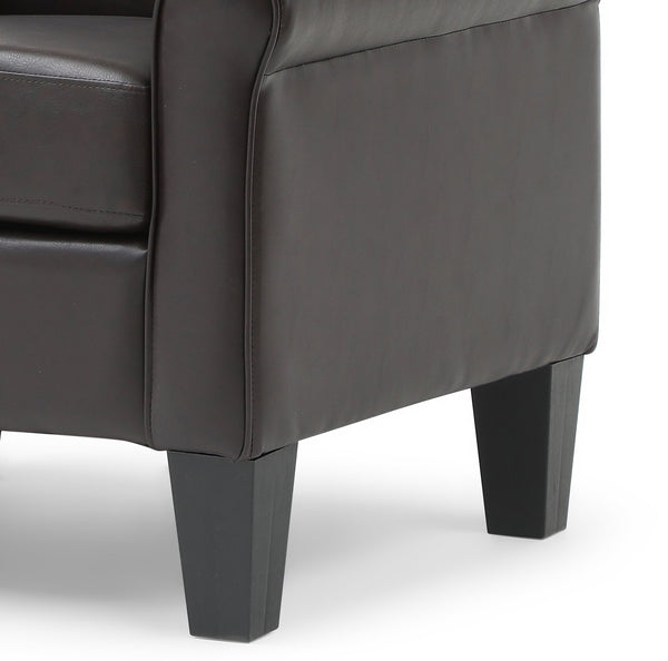 English Elm Vineland High Back Faux Leather Accent Chair with Tailored Piping for Modern Living Dark Brown B078P497924