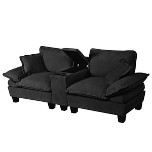 English Elm Modular Cloud Sofa Chenille L-shape with Storage Cup Holders and Usb for Living Room W3163S00107