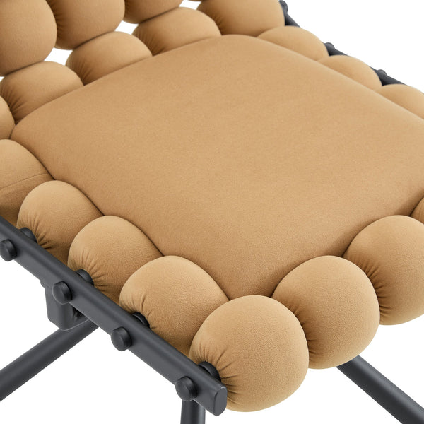 English Elm Cream Dutch Velvet Swivel Chair Tufted Bubble Backrest Glam Armless Accent Seat Black,Brown W3875P448021