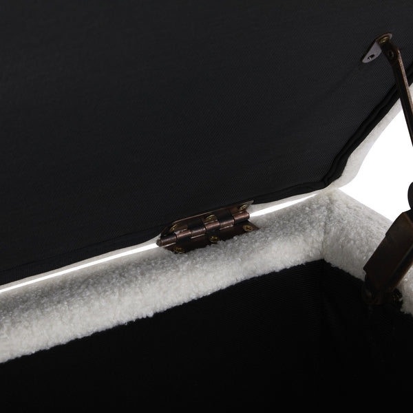 English Elm Christopher Knight Home® - Storage Ottoman Boucle Fabric Flip-Top with Birch Wood Legs, 250 lb Capacity, Compact Stylish Organizer Dark Brown,White N779P291641W