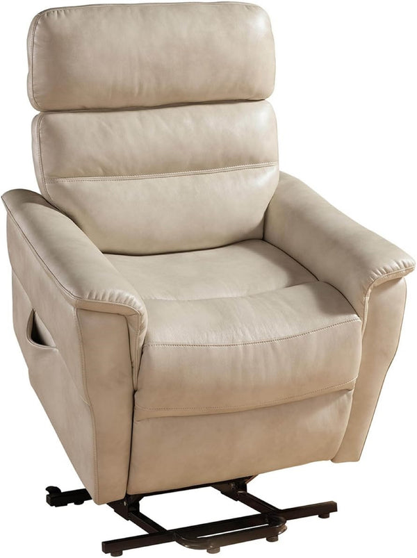English Elm 1pc Power Lift Recliner Faux Leather Chaise Massager Lumbar Relief Modern Lounge B011P205580