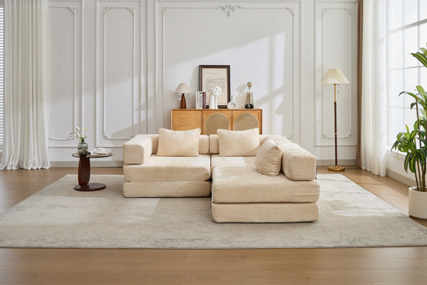 English Elm Compression Convertible Floor Sofa Bed - Stylish Chenille Modular Seating For Small Spaces & Guests W3723S00014