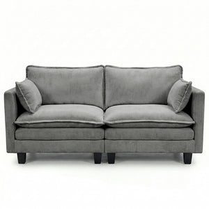 English Elm Modern Chenille Three Seat Sofa with Ottoman Usb Charging Ports and Storage Pockets Dark Grey W2519S00003
