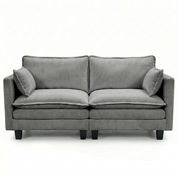 English Elm Modern Chenille Three Seat Sofa with Ottoman Usb Charging Ports and Storage Pockets Dark Grey W2519S00003