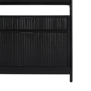English Elm Walker Edison - Transitional Wide Reeded Bookshelf with Drawers on Bottom for Home Office, Spacious Shelving & Storage Black 75.25 L x 20.63 W x 7 H B185P200187