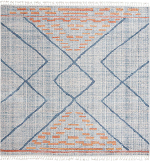 Unique Loom Aramis Kavi Machine Made Tribal Rug Blue, Ivory/Terracotta/Light Blue 10' 0" x 10' 0"